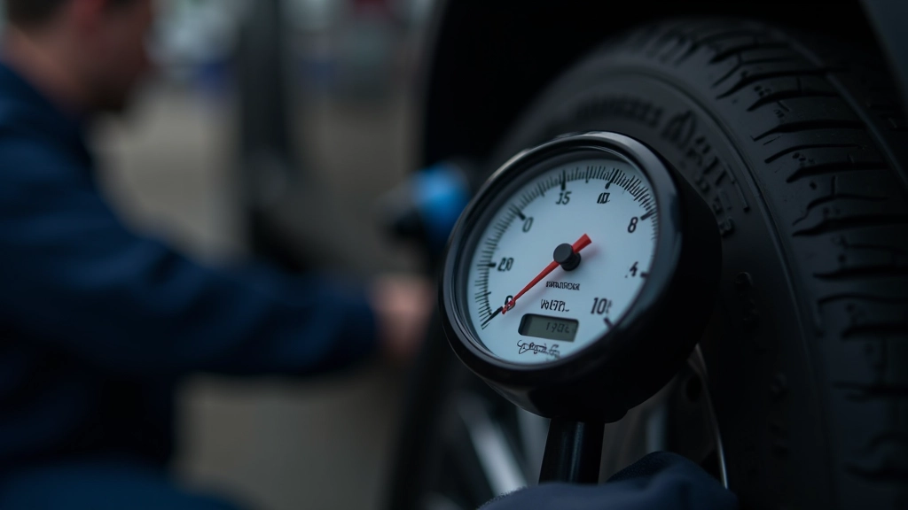 Dashboard tyre pressure monitoring display showing PSI readings for all four wheels