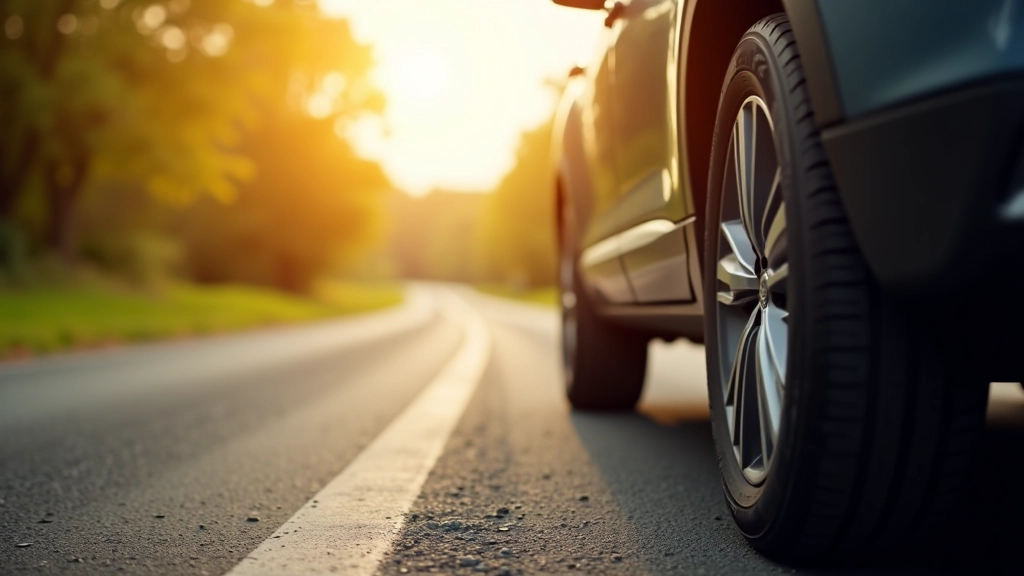 Summer tyres on sunny road